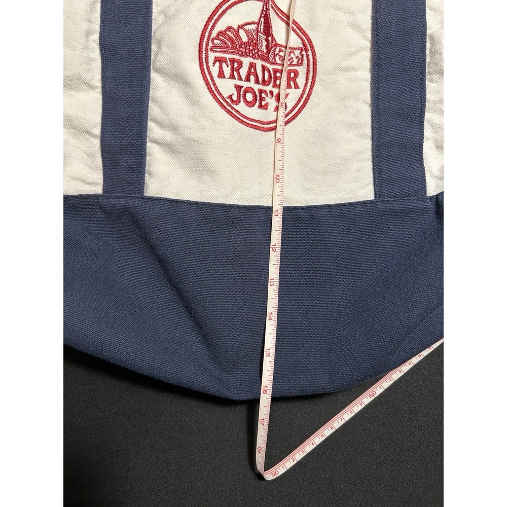 Trader Joe's Large Canvas Tote Bag Red White Blue Logo Classic Grocery Bag - Picture 9 of 9